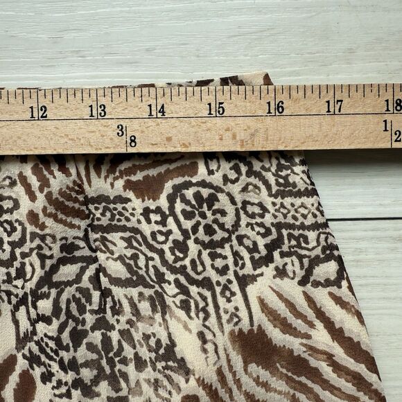Y2K Cynthia Howie Maggy Boutique Women’s 14 Petite Silk Brown Animal Print Skirt - Picture 9 of 10